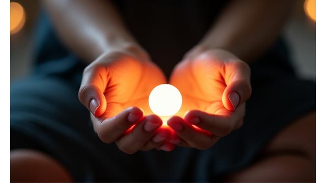 Person illustrating a guided meditation with soft light, symbolizing peaceful mindfulness